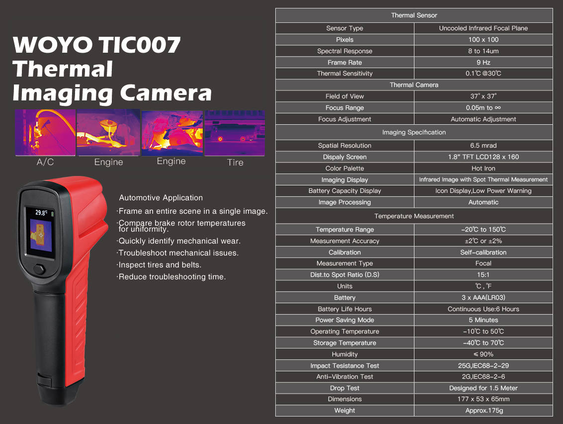 WOYO TIC007 Handheld IR Thermal Imaging Camera