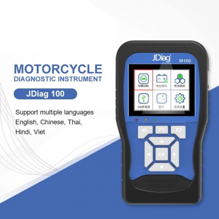 JDiag M100 Motorcycle Diagnostic Tool Moto Scanner 12V Battery Tester Intelligent Dual System