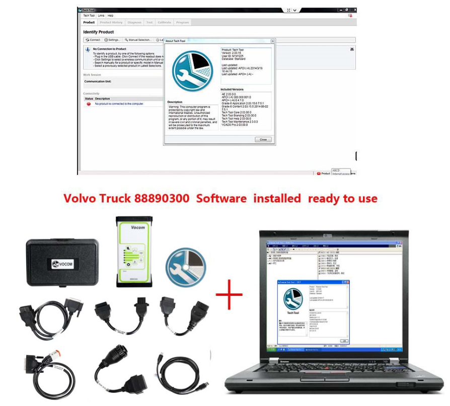 Volvo 88890300 Vocom Interface PTT 1.12/PTT2.8.150 Truck Diagnose Tool for Volvo, Renault