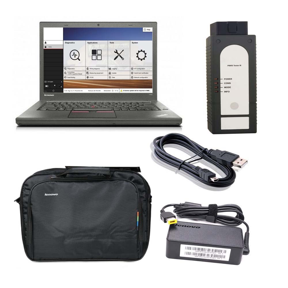 Porsche Piwis 3 Tester III Diagnostic Tool V41.900.022 + V38.250.000 Software Plus Lenovo T450 512G SSD 8GB I5 Laptop