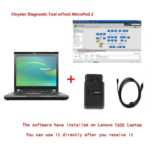 Chrysler WiTech MicroPod 2 V17.04.27 Diagnostic Tool Plus Lenovo T420 / T450 Laptop Ready To Use Update Online