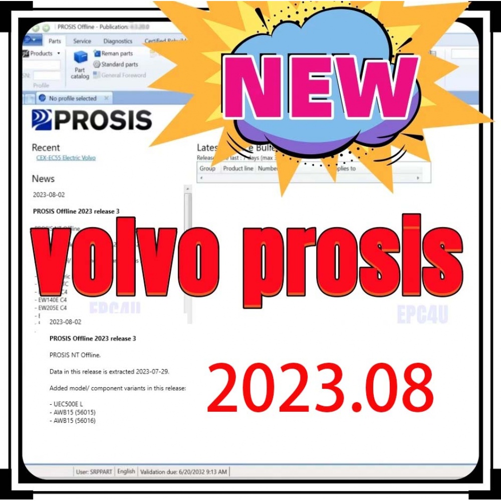 2023.08 Volvo PROSIS Parts Catalog & Repair Manual for Volvo construction machinery excavator